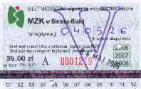 Bielsko-Biaa - bilet miesiczny, 2006-2008, V, 39.00z