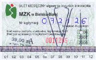 Bielsko-Biaa - bilet miesiczny, 2006-2008, VI, 39.00z