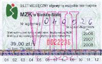 Bielsko-Biaa - bilet miesiczny, 2006-2008, VIII, 39.00z