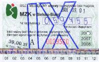 Bielsko-Biaa - bilet miesiczny, 2006-2008, IX, 39.00z