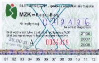 Bielsko-Biaa - bilet miesiczny, 2006-2008, X, 39.00z