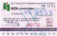 Bielsko-Biaa - bilet miesiczny, 2006-2008, X, 78.00z