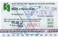 Bielsko-Biaa - bilet miesiczny, 2006-2008, X, 33.00z