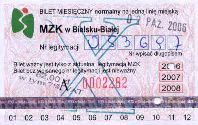 Bielsko-Biaa - bilet miesiczny, 2006-2008, X, 62.00z