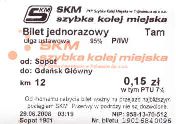 SKM, bilet z automatu - 0,15z
