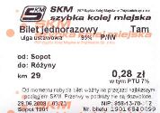 SKM, bilet z automatu - 0,28z