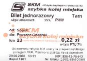 SKM, bilet z automatu - 0,22z